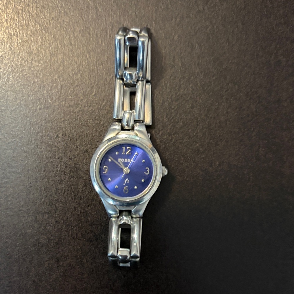 Fossil Blue and Silver Watch